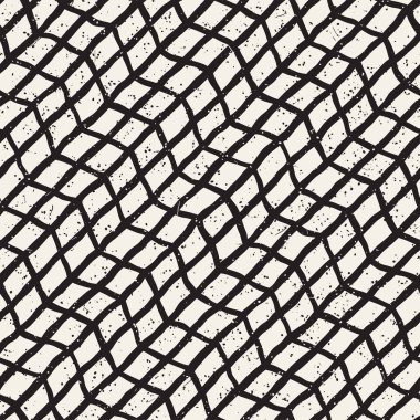 El ile Dikişsiz desen fırça darbeleriyle çizilmiş. Mürekkep doodle illüstrasyon. Geometrik tek renkli vektör desen.