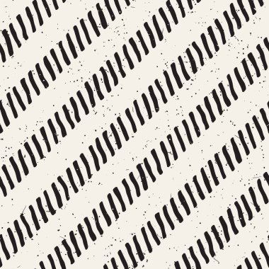 El ile Dikişsiz desen fırça darbeleriyle çizilmiş. Mürekkep doodle illüstrasyon. Geometrik tek renkli vektör desen.