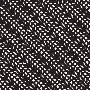 El ile Dikişsiz desen fırça darbeleriyle çizilmiş. Mürekkep doodle illüstrasyon. Geometrik tek renkli vektör desen.