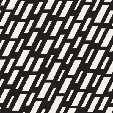 Siyah ve beyaz düzensiz kesik çizgiler desen. Modern soyut vektör sorunsuz arka plan. Şık kaotik çizgili Mozaik