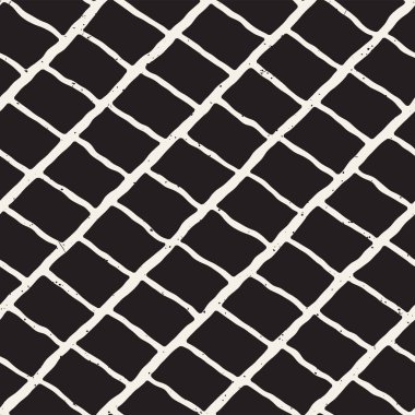 El ile Dikişsiz desen fırça darbeleriyle çizilmiş. Mürekkep doodle illüstrasyon. Geometrik tek renkli vektör desen.