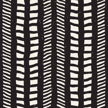 El ile Dikişsiz desen fırça darbeleriyle çizilmiş. Mürekkep doodle illüstrasyon. Geometrik tek renkli vektör desen.