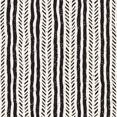 El ile Dikişsiz desen fırça darbeleriyle çizilmiş. Mürekkep doodle illüstrasyon. Geometrik tek renkli vektör desen.