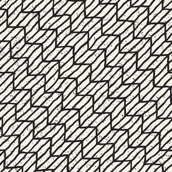 Seamless pattern with hand drawn brush strokes. Ink doodle illustration. Geometric monochrome vector pattern. — Stock Vector