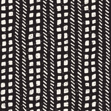 El ile Dikişsiz desen fırça darbeleriyle çizilmiş. Mürekkep doodle illüstrasyon. Geometrik tek renkli vektör desen.