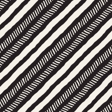 El ile Dikişsiz desen fırça darbeleriyle çizilmiş. Mürekkep doodle illüstrasyon. Geometrik tek renkli vektör desen.