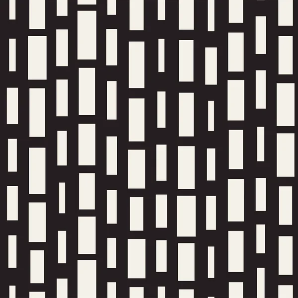 Černé a bílé vzor nepravidelný přerušované čáry. Moderní abstraktní vektor bezešvé pozadí. Stylový chaotické pruhy mozaika — Stockový vektor