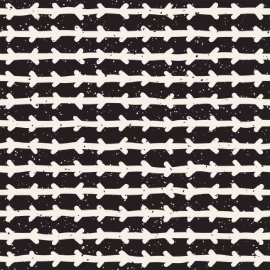 El ile Seamless Modeli hatları çizilmiş. Arka plan serbest fırça darbeleriyle. Siyah ve beyaz doku. Kağıt ambalaj için süsleme.