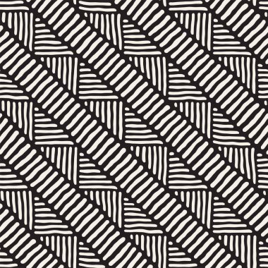 Elle çizilmiş stil etnik seamless modeli. Soyut geometrik döşeme arka plan siyah ve beyaz.