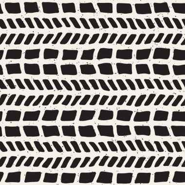 El ile Dikişsiz desen fırça darbeleriyle çizilmiş. Mürekkep doodle illüstrasyon. Geometrik tek renkli vektör desen.