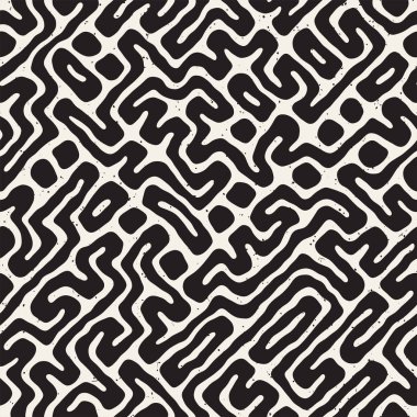 Labirent çizgileri ile Seamless modeli. Tek renkli arka plan. Vektör el çekilmiş labyrinth.