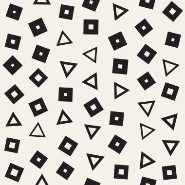 Sorunsuz ilkel karmakarışık minimalizm desenleri. Geometrik şekiller rastgele dağılmış. Arka plan tasarım