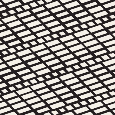 Siyah ve beyaz düzensiz kesik çizgiler desen. Modern soyut vektör sorunsuz arka plan. Şık kaotik çizgili Mozaik