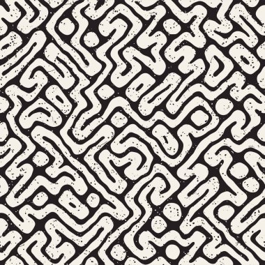 Labirent çizgileri ile Seamless modeli. Tek renkli arka plan. Vektör el çekilmiş labyrinth.
