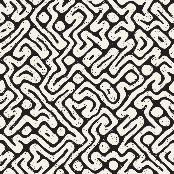 Labirent çizgileri ile Seamless modeli. Tek renkli arka plan. Vektör el çekilmiş labyrinth.