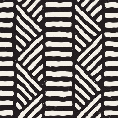 Elle çizilmiş stil etnik seamless modeli. Soyut geometrik döşeme arka plan siyah ve beyaz.