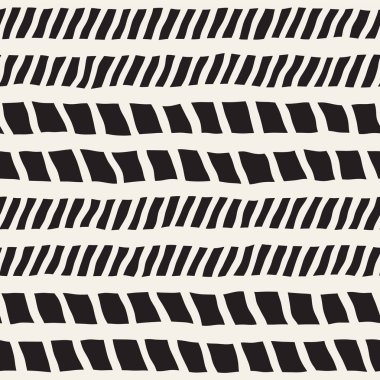 El ile Dikişsiz desen fırça darbeleriyle çizilmiş. Mürekkep doodle illüstrasyon. Geometrik tek renkli vektör desen.