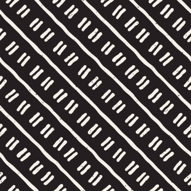 El ile Seamless Modeli hatları çizilmiş. Arka plan serbest fırça darbeleriyle. Siyah ve beyaz doku. Kağıt ambalaj için süsleme.