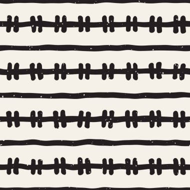 El ile Seamless Modeli hatları çizilmiş. Arka plan serbest fırça darbeleriyle. Siyah ve beyaz doku. Kağıt ambalaj için süsleme.