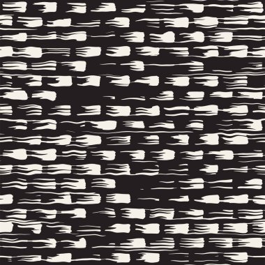 Vektör Dikişsiz desen fırça çizgileri ve vuruş. Siyah ve beyaz arka plan mürekkep elemanları ile. El doku boyalı.