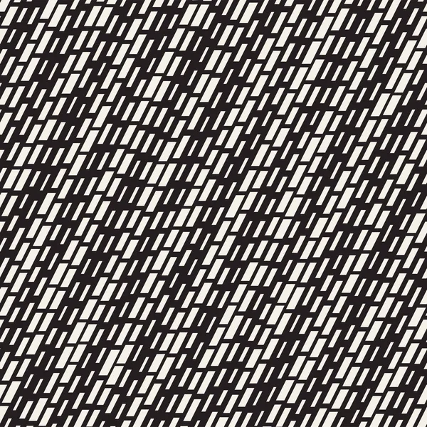 Fekete-fehér jogellenes szaggatott vonalak minta. Modern absztrakt vektor varratmentes háttérben. Stílusos kaotikus csíkos mozaik — Stock Vector