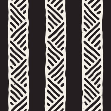 Elle çizilmiş stil etnik seamless modeli. Soyut geometrik döşeme arka plan siyah ve beyaz.