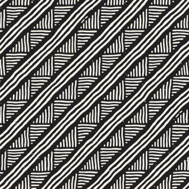 Elle çizilmiş stil etnik seamless modeli. Soyut geometrik döşeme arka plan siyah ve beyaz.