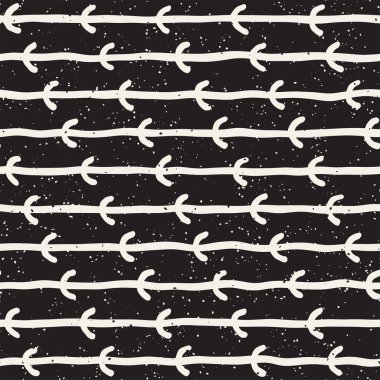 El ile Seamless Modeli hatları çizilmiş. Arka plan serbest fırça darbeleriyle. Siyah ve beyaz doku. Kağıt ambalaj için süsleme.