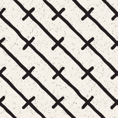 El ile Seamless Modeli hatları çizilmiş. Arka plan serbest fırça darbeleriyle. Siyah ve beyaz doku. Kağıt ambalaj için süsleme.