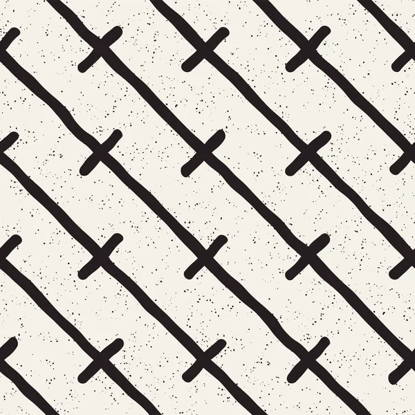 El ile Seamless Modeli hatları çizilmiş. Arka plan serbest fırça darbeleriyle. Siyah ve beyaz doku. Kağıt ambalaj için süsleme.