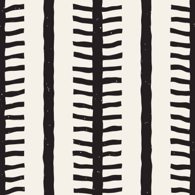 El ile Dikişsiz desen fırça darbeleriyle çizilmiş. Mürekkep doodle illüstrasyon. Geometrik tek renkli vektör desen.