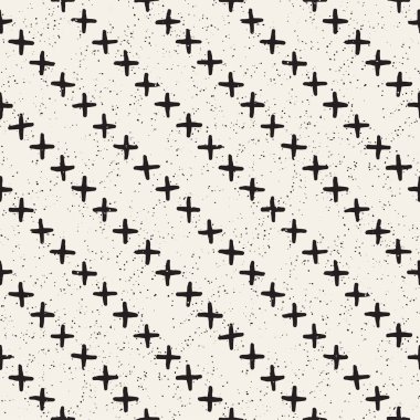 El ile Seamless Modeli hatları çizilmiş. Arka plan serbest fırça darbeleriyle. Siyah ve beyaz doku. Kağıt ambalaj için süsleme.