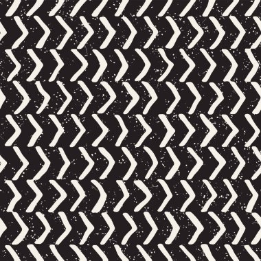 El ile Dikişsiz desen fırça darbeleriyle çizilmiş. Mürekkep doodle illüstrasyon. Geometrik tek renkli vektör desen.