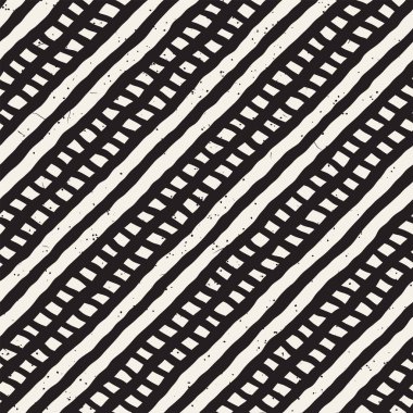 Elle çizilmiş stil seamless modeli. Soyut geometrik döşeme arka plan siyah ve beyaz. Vektör doodle hat kafes