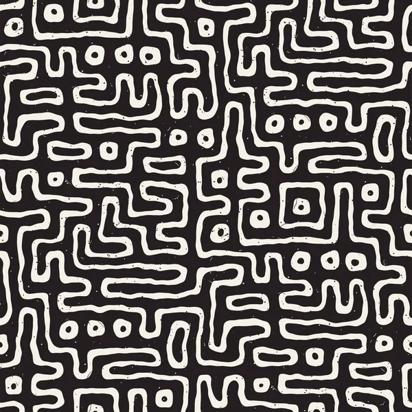 Labirent çizgileri ile Seamless modeli. Tek renkli arka plan. Vektör el çekilmiş labyrinth.