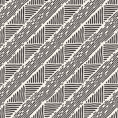 Elle çizilmiş stil etnik seamless modeli. Soyut geometrik döşeme arka plan siyah ve beyaz.