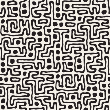 Labirent çizgileri ile Seamless modeli. Tek renkli arka plan. Vektör el çekilmiş labyrinth.
