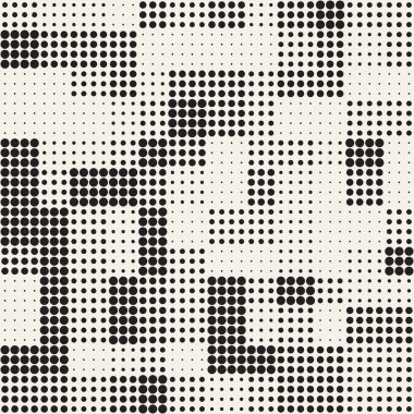 Modern şık noktalı resim doku. Rasgele daireler ile sonsuz arka plan. Vektör Dikişsiz mozaik desen.