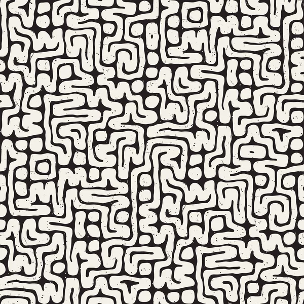 Labirent çizgileri ile Seamless modeli. Tek renkli arka plan. Vektör el çekilmiş labyrinth.