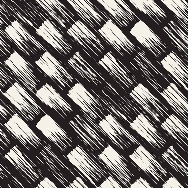 Vector sömlösa mönster med borste ränder och streck. Svart och vit bakgrund med bläck element. Handmålade grunge konsistens. — Stock vektor
