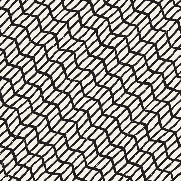 Hand dras stil sömlösa mönster. Abstrakta geometriska plattsättning bakgrund i svart och vitt. Vector doodle linje galler — Stock vektor