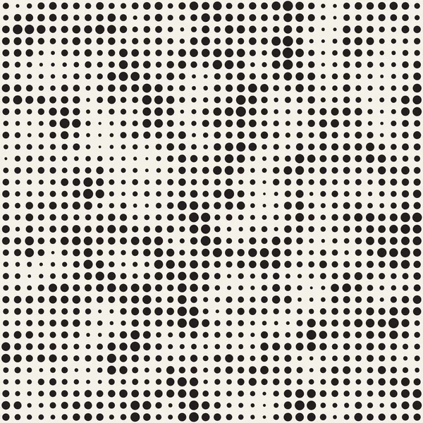 Modern Stylish Halftone Texture (em inglês). Fundo abstrato sem fim com círculos aleatórios. Padrão de mosaico sem costura vetorial . — Vetor de Stock