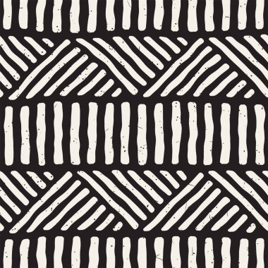 Elle çizilmiş stil etnik seamless modeli. Soyut geometrik döşeme arka plan siyah ve beyaz.