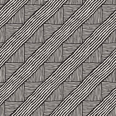 Elle çizilmiş stil etnik seamless modeli. Soyut geometrik döşeme arka plan siyah ve beyaz.