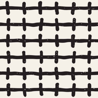 Elle çizilmiş stil seamless modeli. Soyut geometrik döşeme arka plan siyah ve beyaz. Vektör doodle hat kafes