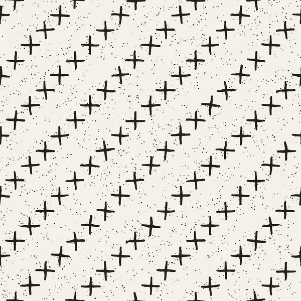 El ile Seamless Modeli hatları çizilmiş. Arka plan serbest fırça darbeleriyle. Siyah ve beyaz doku. Kağıt ambalaj için süsleme.