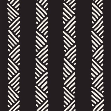 Elle çizilmiş stil etnik seamless modeli. Soyut geometrik döşeme arka plan siyah ve beyaz.