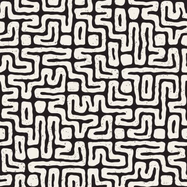 Labirent çizgileri ile Seamless modeli. Tek renkli arka plan. Vektör el çekilmiş labyrinth.