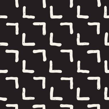 Elle çizilmiş stil seamless modeli. Soyut geometrik döşeme arka plan siyah ve beyaz. Vektör doodle hat kafes