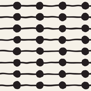 El ile Seamless Modeli hatları çizilmiş. Arka plan serbest fırça darbeleriyle. Siyah ve beyaz doku. Kağıt ambalaj için süsleme.